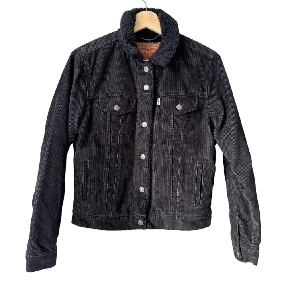 Levi's Original Sherpa Corduroy Trucker Jacket Women’s Black Size Small